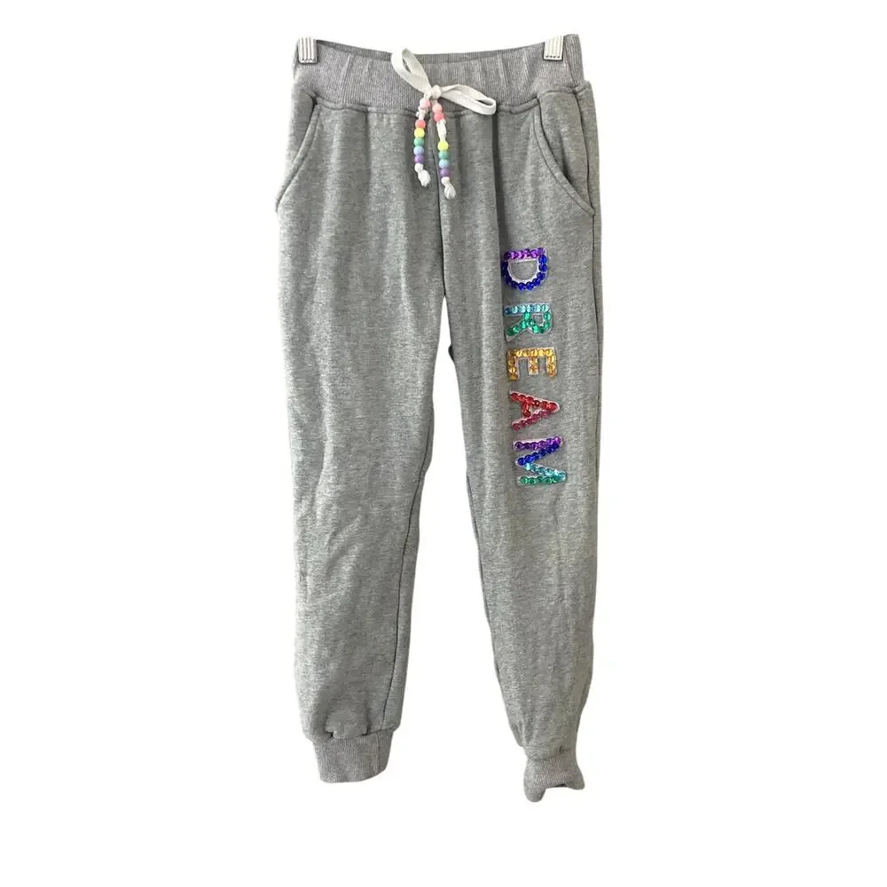 Lola + the Boys Dream Crystal Jogger Sweatpants Gray 10